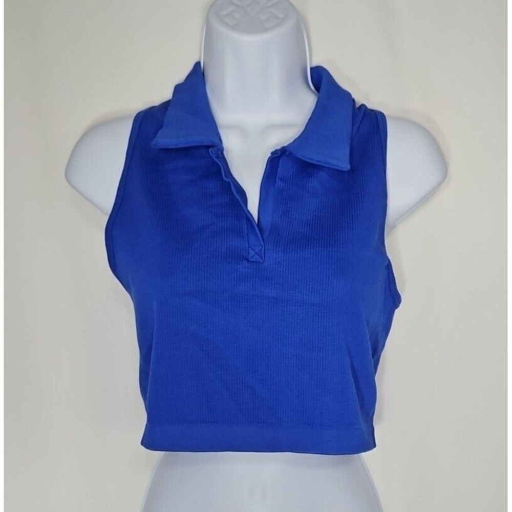90‎ Degree By Reflex Women's Cobalt Blue Seamless Baseline Crop Tank Top Size XL